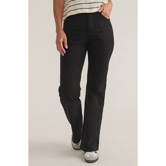 Marine Layer Bridget Flare Wide Leg Twill Pants Faded Black Stretch Plus Size 14 - Picture 1 of 12